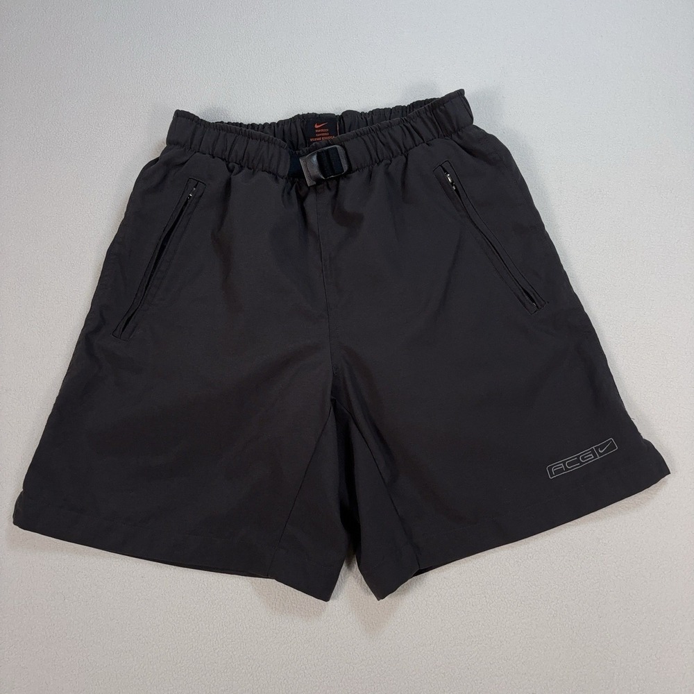 Nike ACG 7" Belted Shorts Men S Gray Padded Liner Cycling Zip Pockets Swoosh Y2K